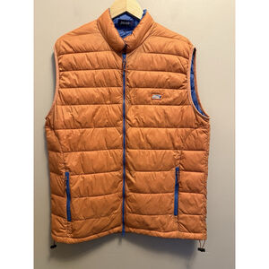 Johnnie-O Hudson Mens Size Large Puffer Vest Jacket Full Zip Orange Lightweight